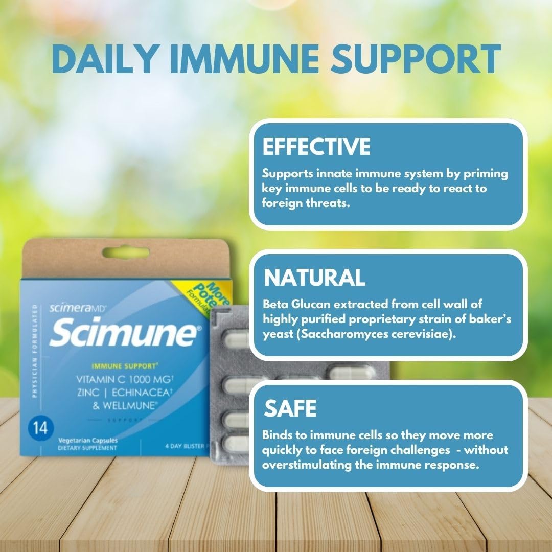 Scimera Bioscience ScimeraMD® Scimune Immune Support Vitamin Supplement - Zinc, Quercetin, Vitamin C, Echinacea, Wellmune® - 14 CT