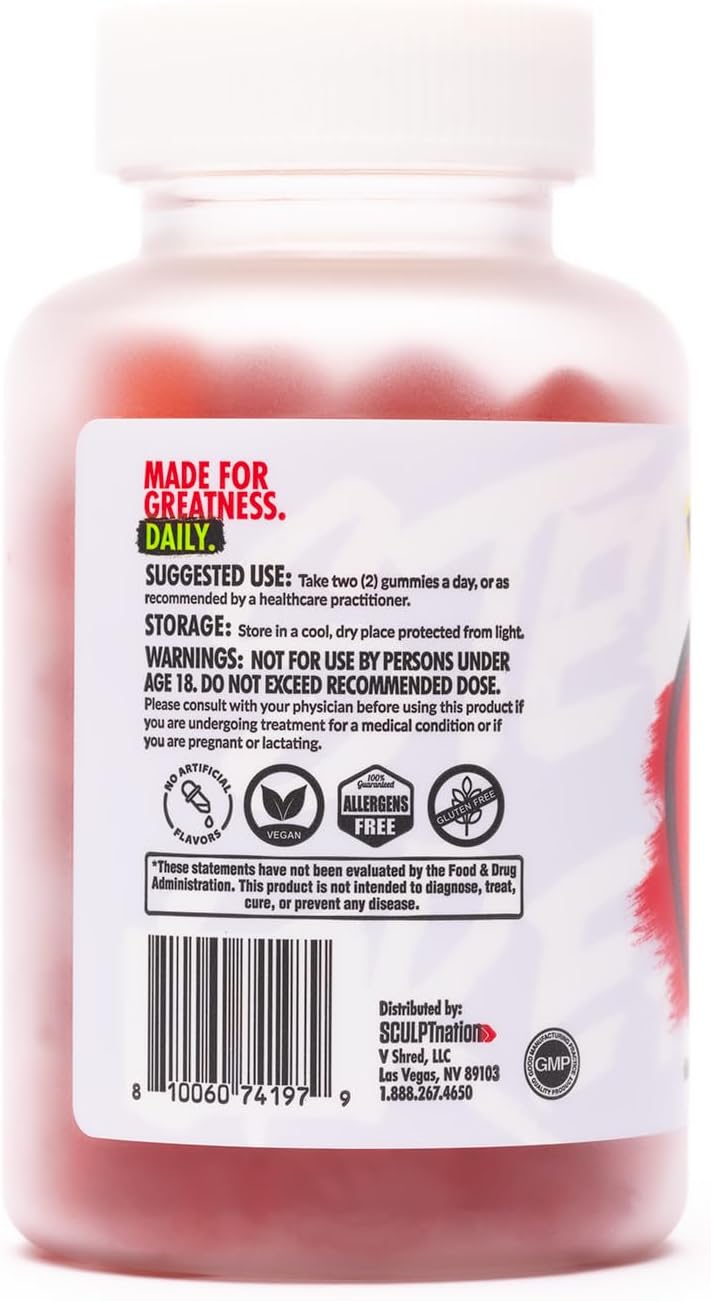 Sculpt Nation by V Shred Apple Cider Vinegar Gummies - Metabolism and Digestion Support - 60 Keto Gummies for a Healthy Superfood Snack