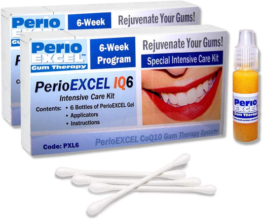 SDC PerioEXCEL IQ6 DuoPack 12-Week Gum Therapy Kit with CoQ10 Gum Gel for Intensive Care