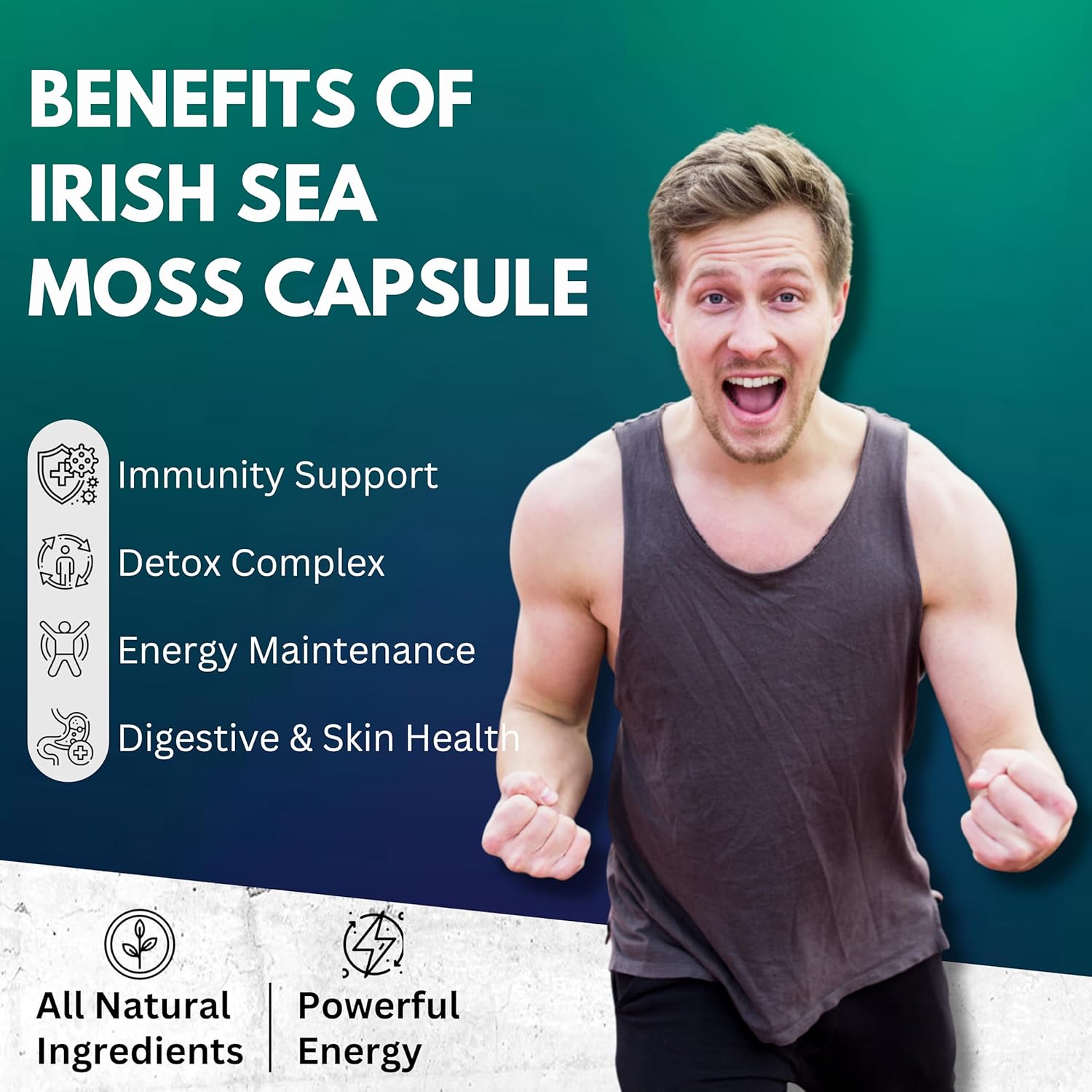 Sea Moss Advanced Supplement with Black Seed Oil, Ashwagandha, Bladderwrack, Burdock, Vitamins C&D - Immunity Support & Overall Health - 60 Capsules