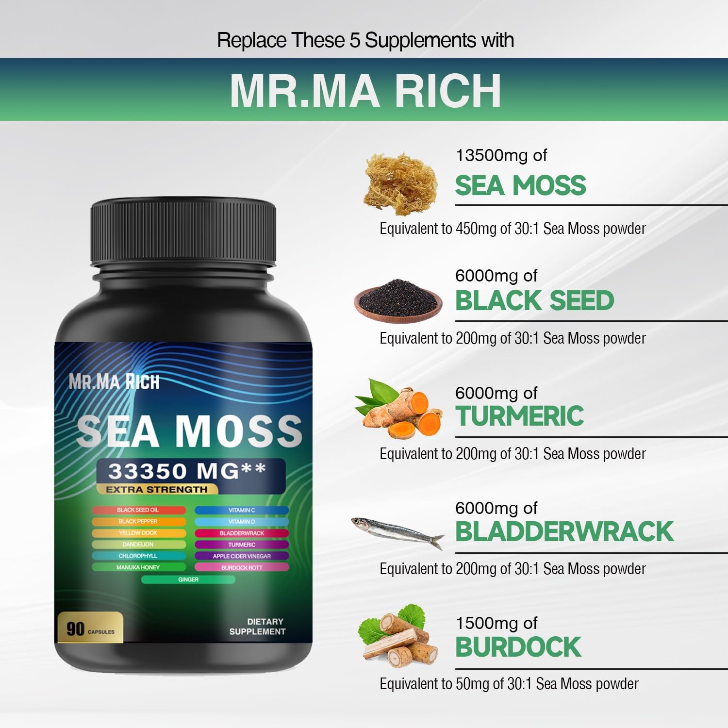 Sea Moss Capsules - 90 Count by Mr. Ma Rich