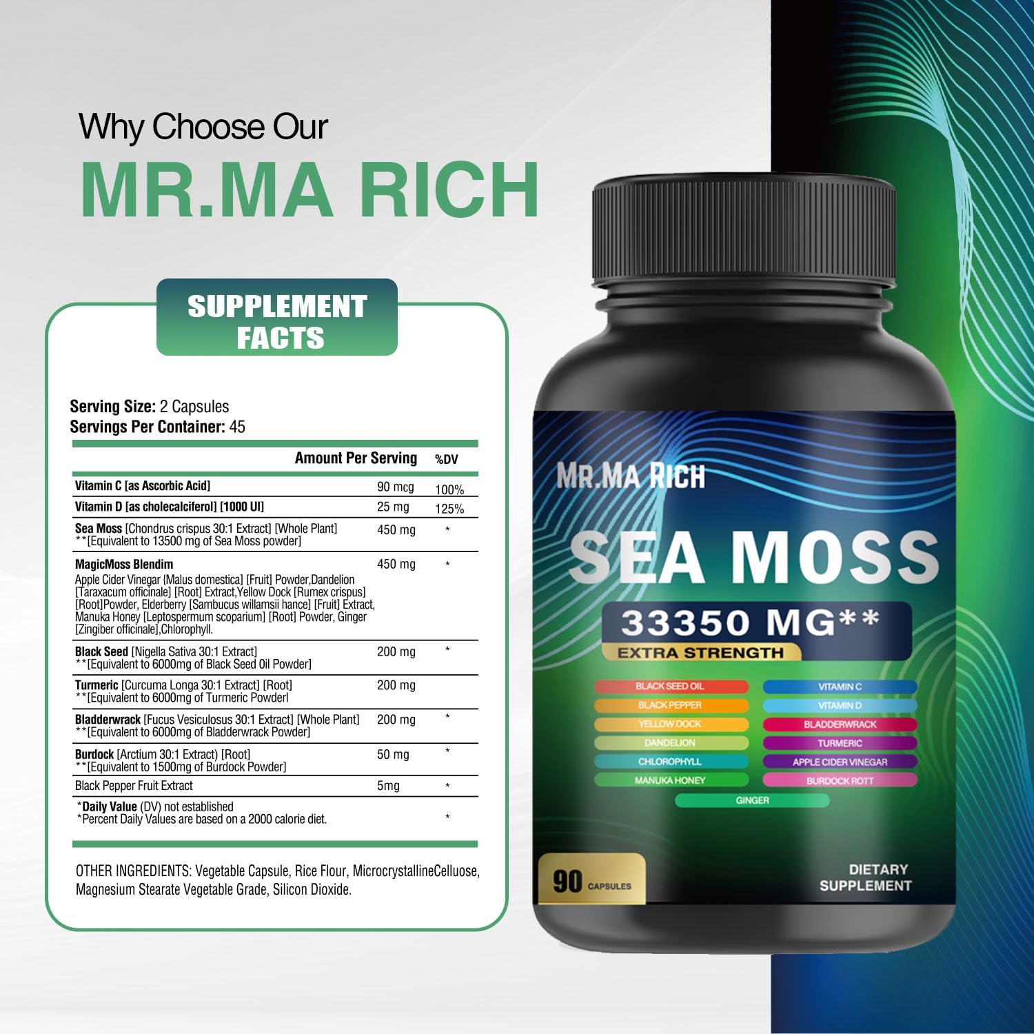 Sea Moss Capsules - 90 Count by Mr. Ma Rich