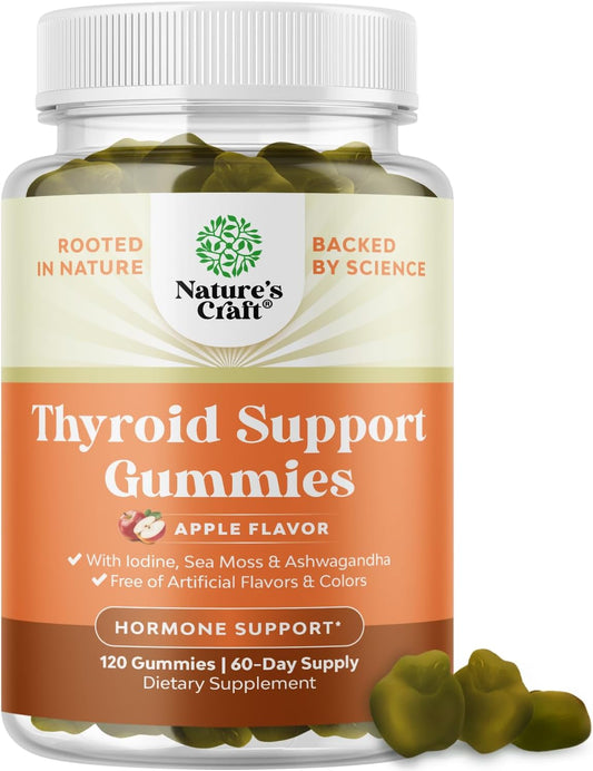 Sea Moss Thyroid Support Gummies - Vegan Formula with Iodine & Selenium - Men and Women Comprehensive Thyroid Support - Gelatin-Free & Non-GMO - 120 Gummies