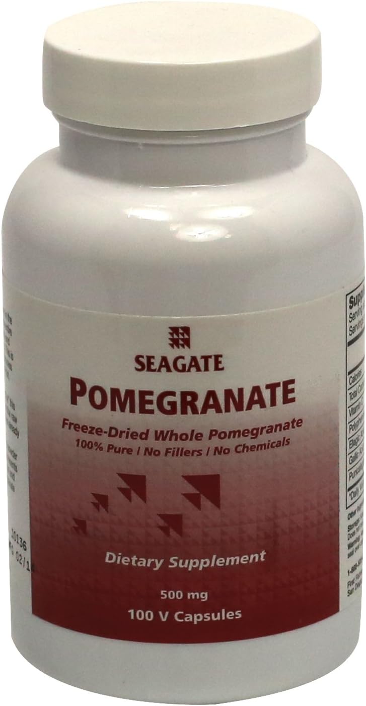 Seagate Pomegranate Capsules - 500 mg, 100 Count - Natural Antioxidant Supplement