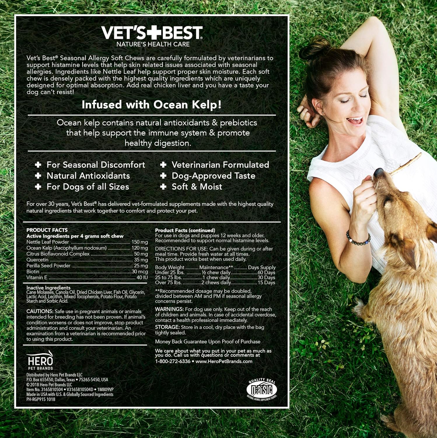 Seasonal Allergy Relief Soft Chews for Dogs | Soothes Skin Irritation from Allergies | 30 Day Supply