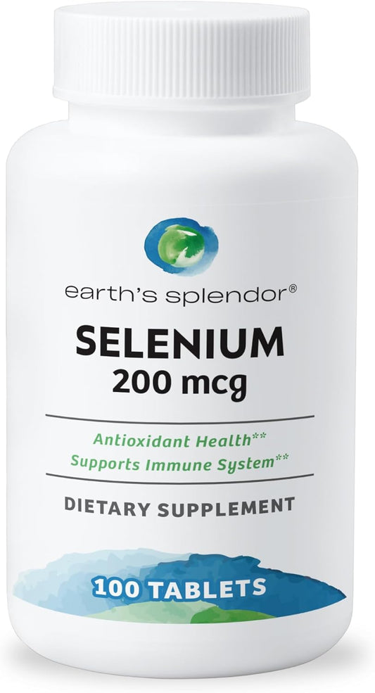 Selenium 200 mcg Supplement for Antioxidant Health and Immune Support - 100 Tablets