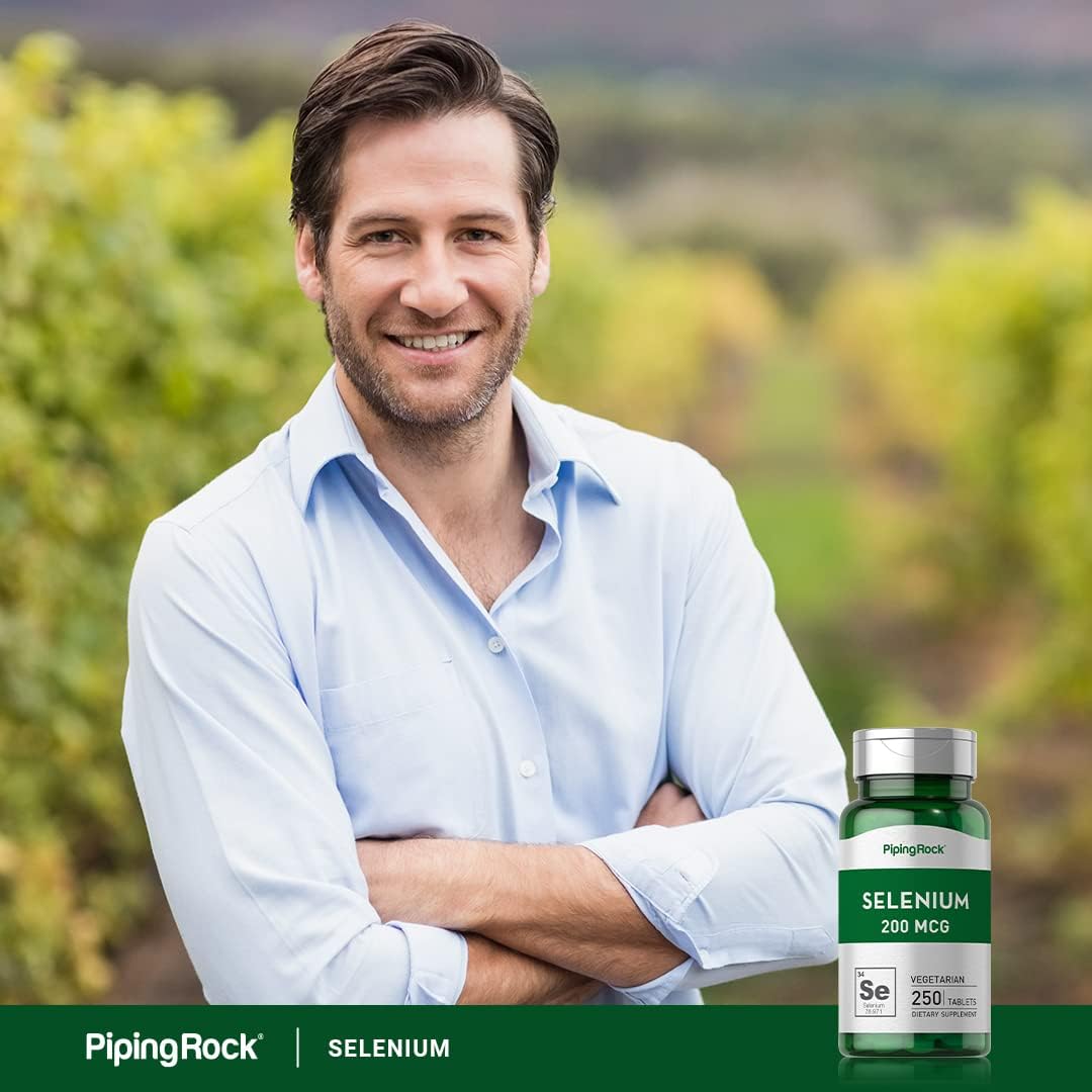 Selenium 200mcg Supplement Tablets - Vegetarian, Non-GMO, Gluten Free | Piping Rock - 250 Count