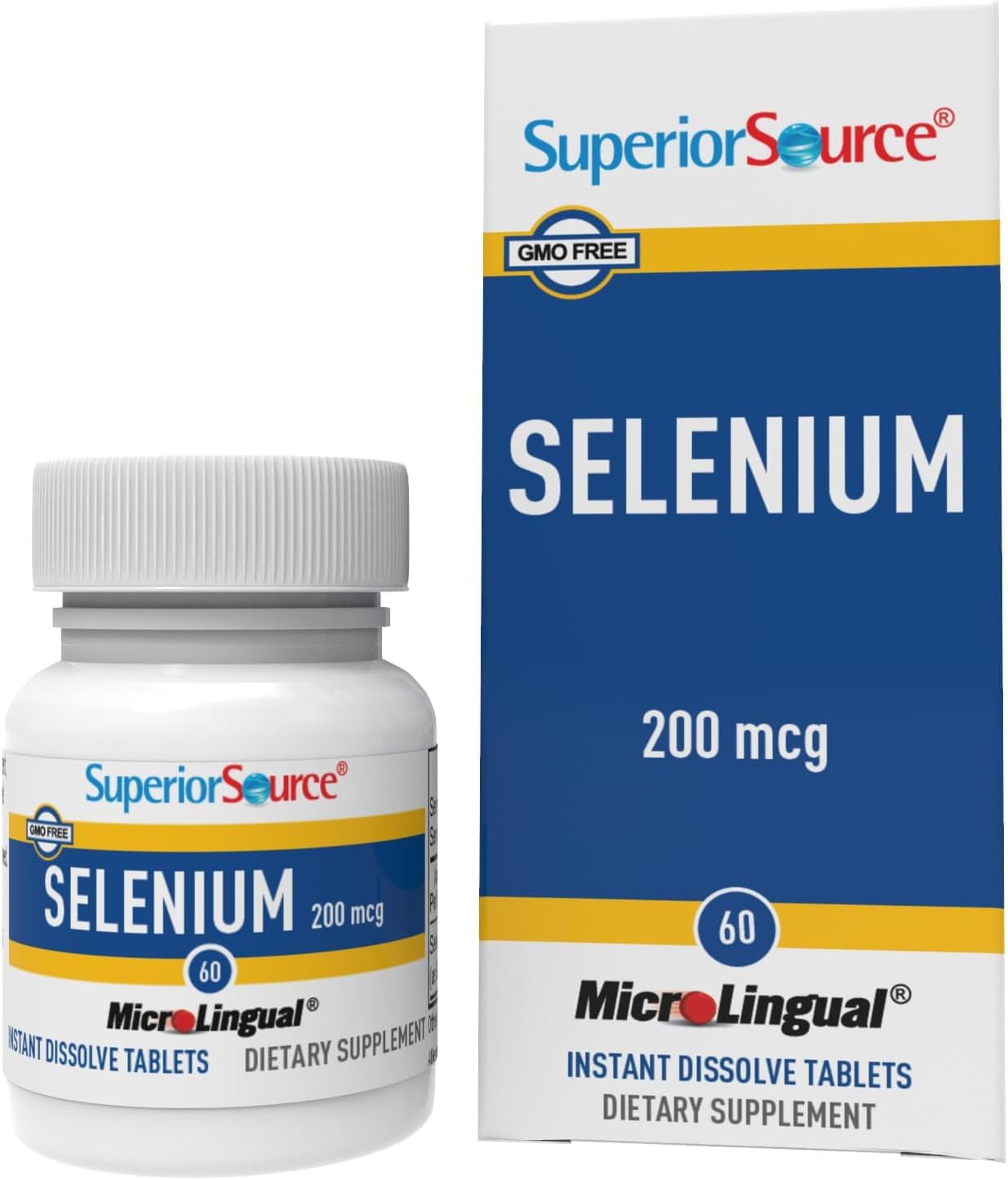 Selenomethionine Tablets for Immune Health & Thyroid Support - 200 mcg Selenium Supplement - 60 Instant Dissolve Tablets