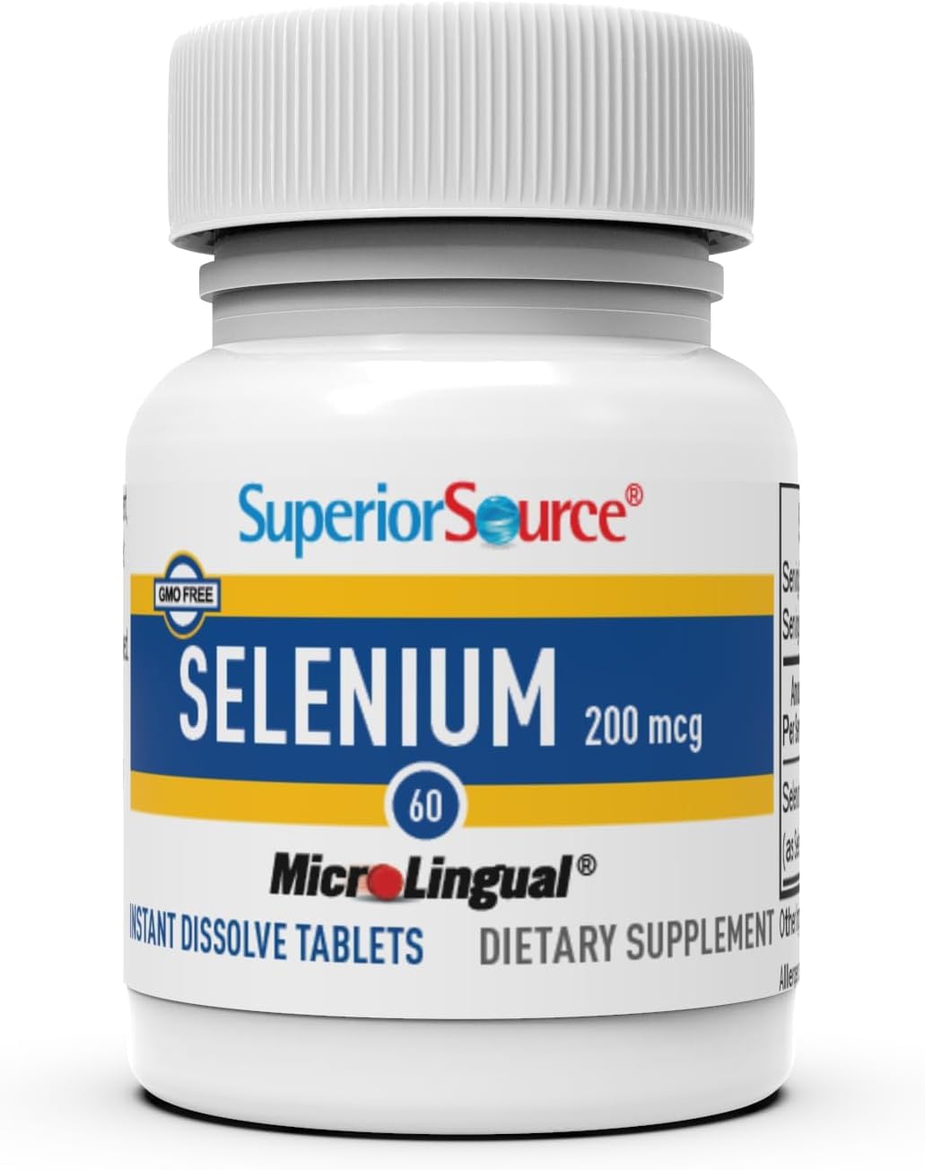 Selenomethionine Tablets for Immune Health & Thyroid Support - 200 mcg Selenium Supplement - 60 Instant Dissolve Tablets