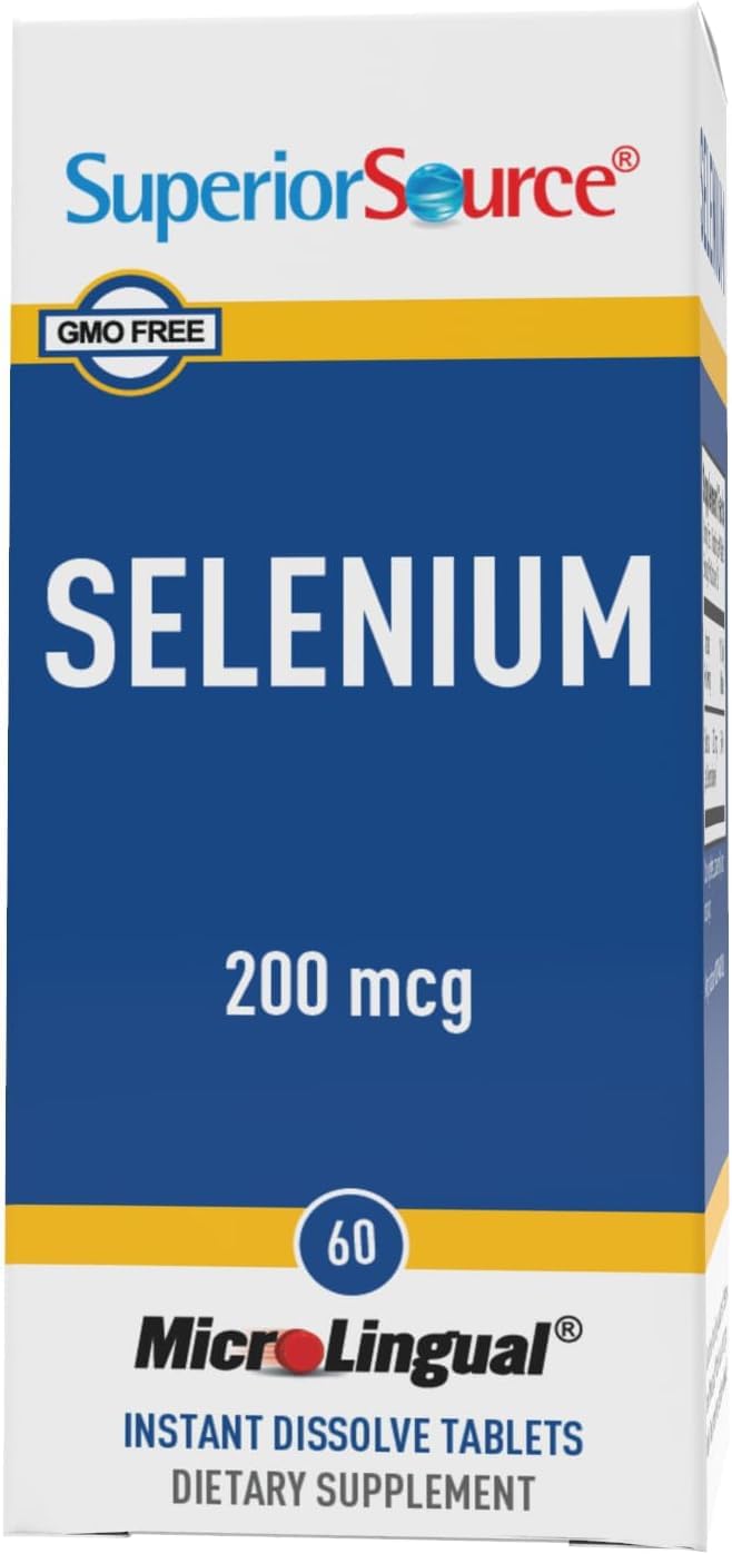 Selenomethionine Tablets for Immune Health & Thyroid Support - 200 mcg Selenium Supplement - 60 Instant Dissolve Tablets