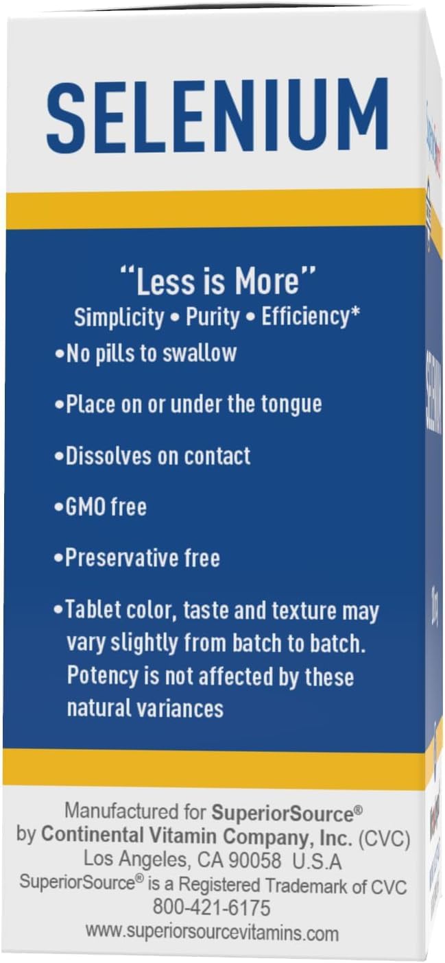 Selenomethionine Tablets for Immune Health & Thyroid Support - 200 mcg Selenium Supplement - 60 Instant Dissolve Tablets