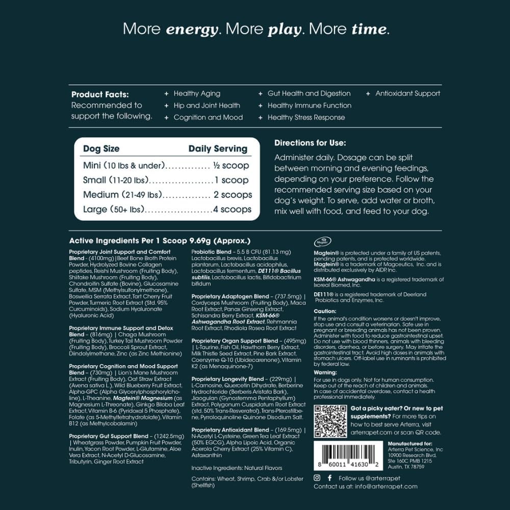 Senior Dog Supplement with 63 Premium Ingredients for Hip & Joint, Cognition, and Gut Health - Vet-Formulated for Longevity