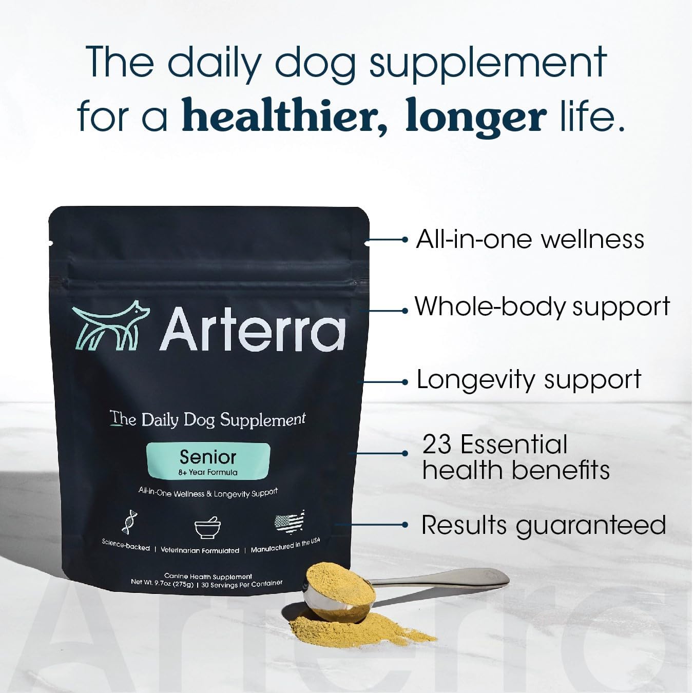 Senior Dog Supplement with 63 Premium Ingredients for Hip & Joint, Cognition, and Gut Health - Vet-Formulated for Longevity