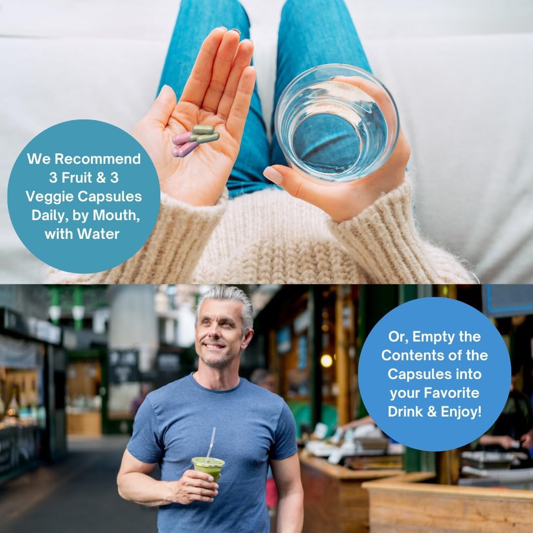 Senior Whole Food Supplement for Men and Women - 90 Fruit Capsules, 90 Veggie Capsules - Enhanced Absorption Formula - Greener Option