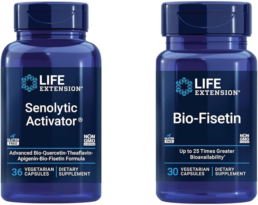 Senolytic Activator with Quercetin, Fisetin, & Bio-Fisetin Capsules for Immune Support, Anti-Aging, Longevity, Cellular & Cognitive Health