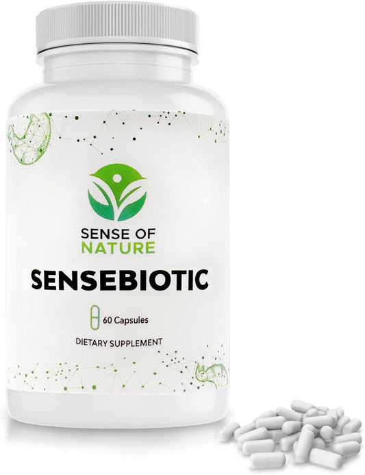 Sense of Nature Sensebiotic Gut Health Probiotics - 20 Billion CFUs for Women and Men - Prebiotic Dietary Supplement - 60 Capsules