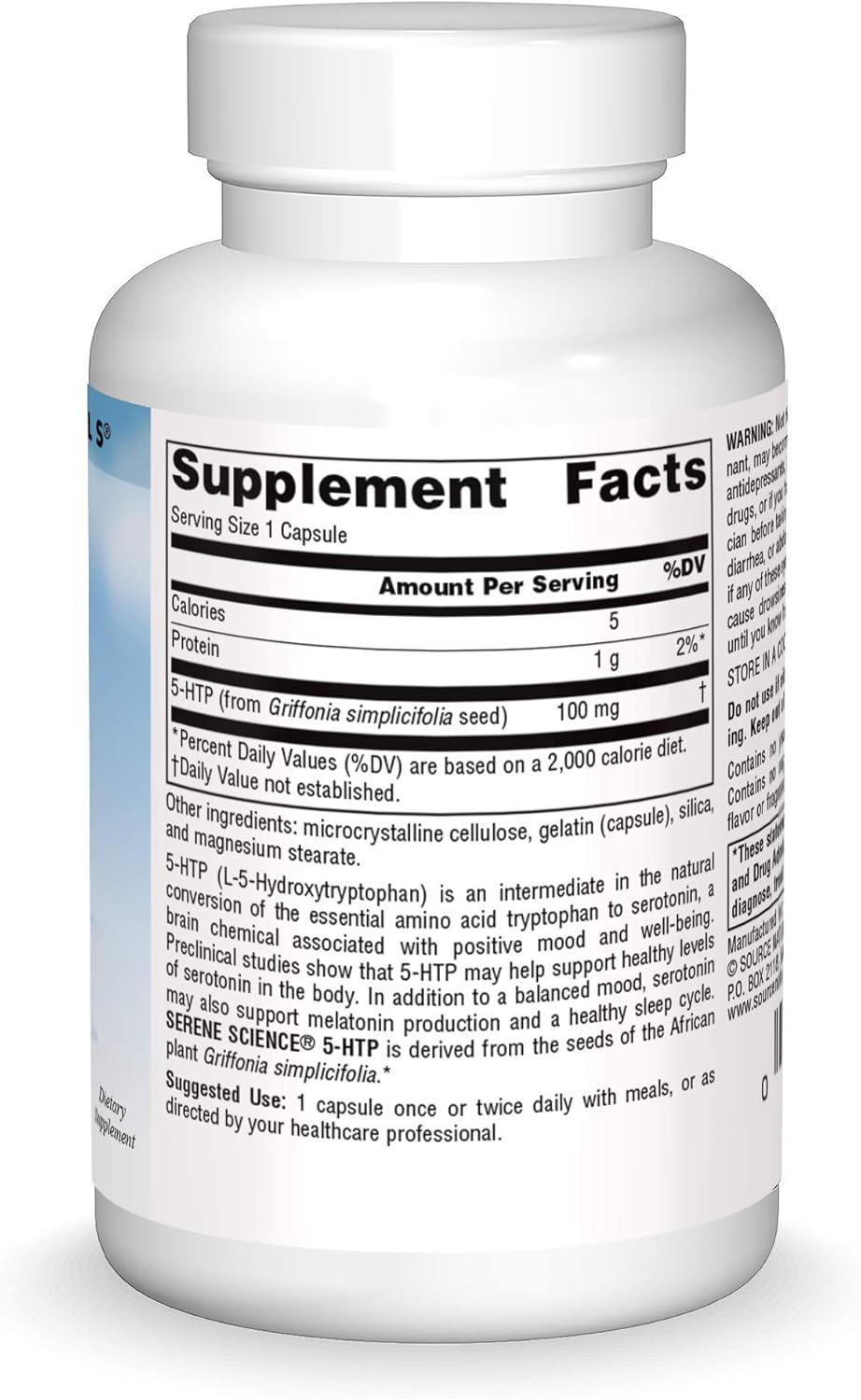 Serene Science 5-HTP 100 mg - Source Naturals - 60 Capsules for Mood Support and Relaxation