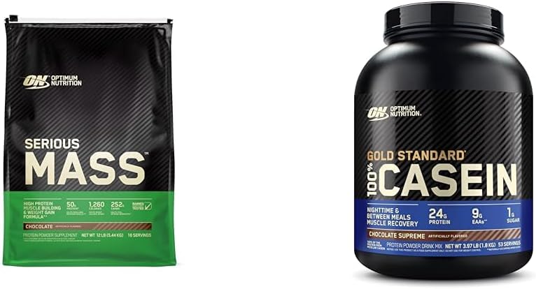 Serious Mass Weight Gainer Protein Powder & Gold Standard Micellar Casein Protein Powder Bundle