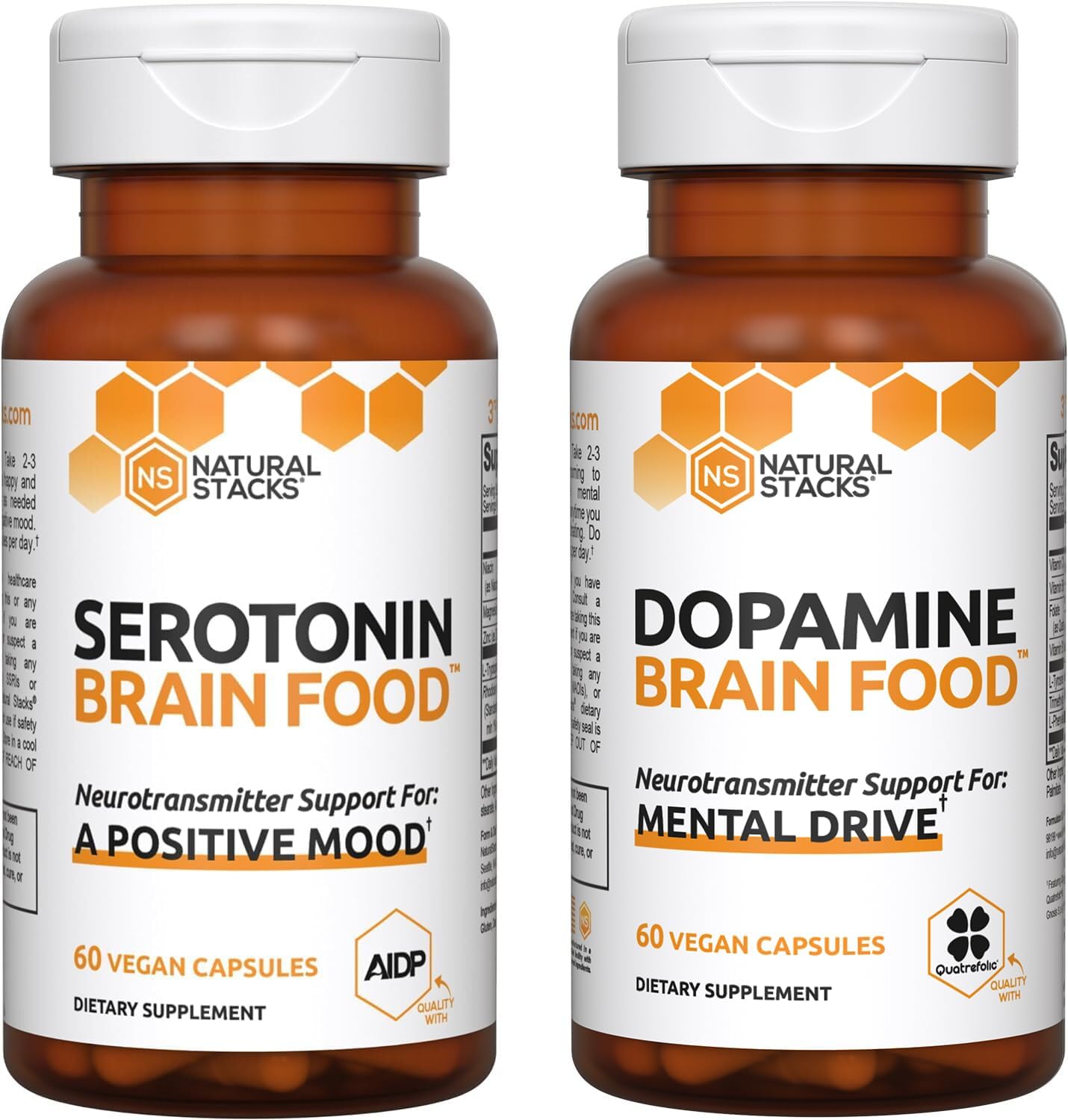 Serotonin and Dopamine Brain Food Bundle - Promotes Positive Mood and Mental Drive - 120 Capsules