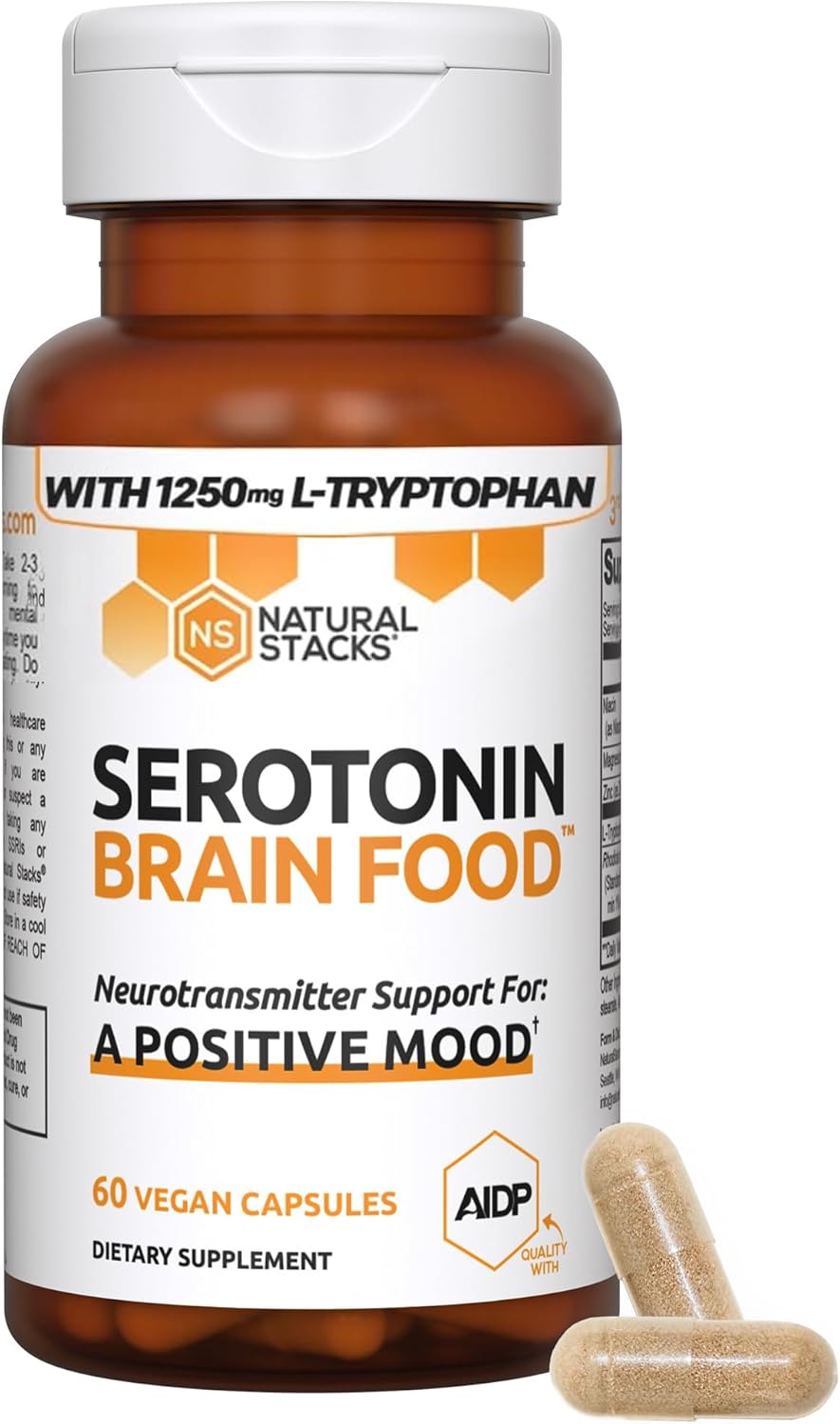 Serotonin and Dopamine Brain Food Bundle - Promotes Positive Mood and Mental Drive - 120 Capsules
