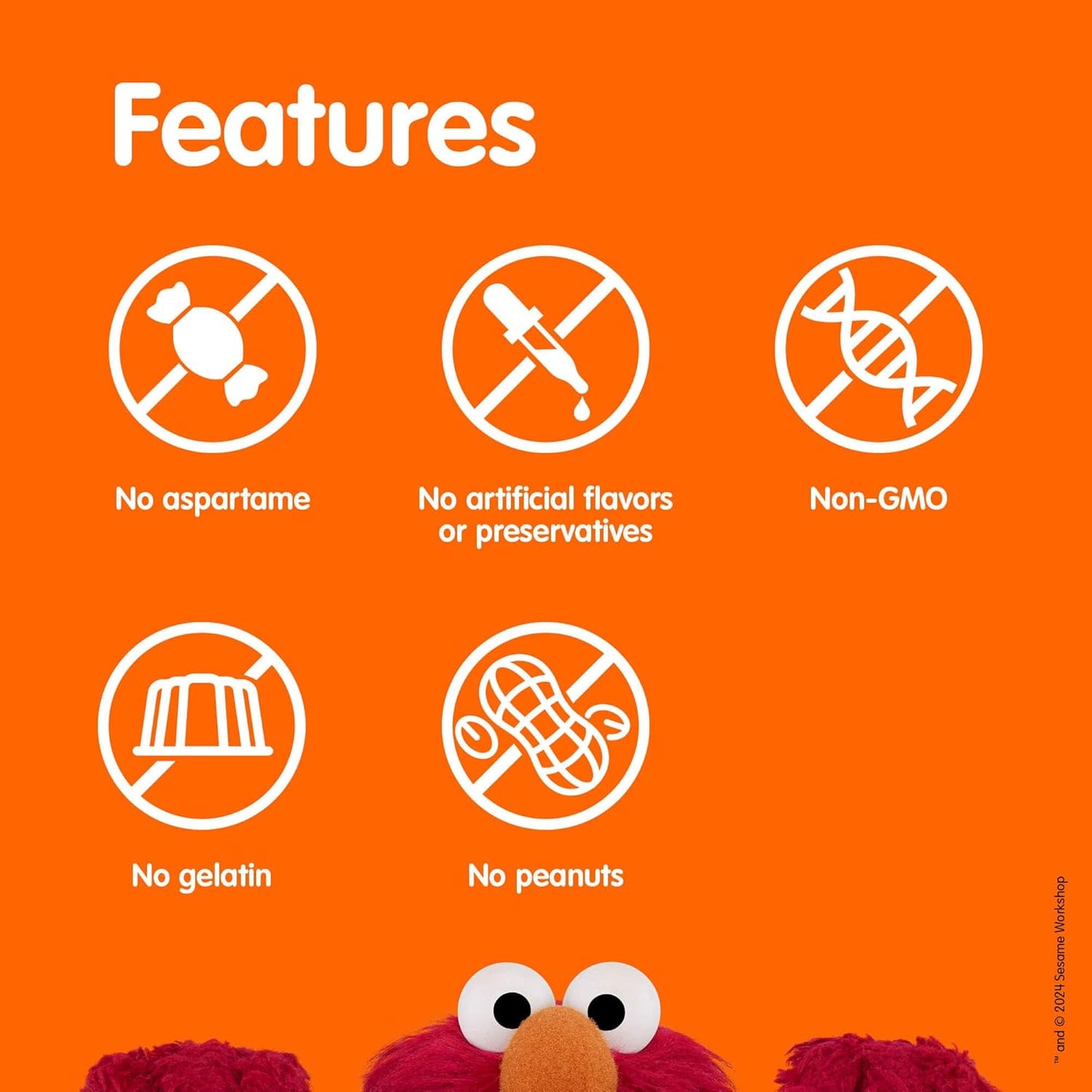 Sesame Street Vitamin C Gummies for Kids - 180 Gummies, 125mg each, 6 Month Supply, Immune Boost