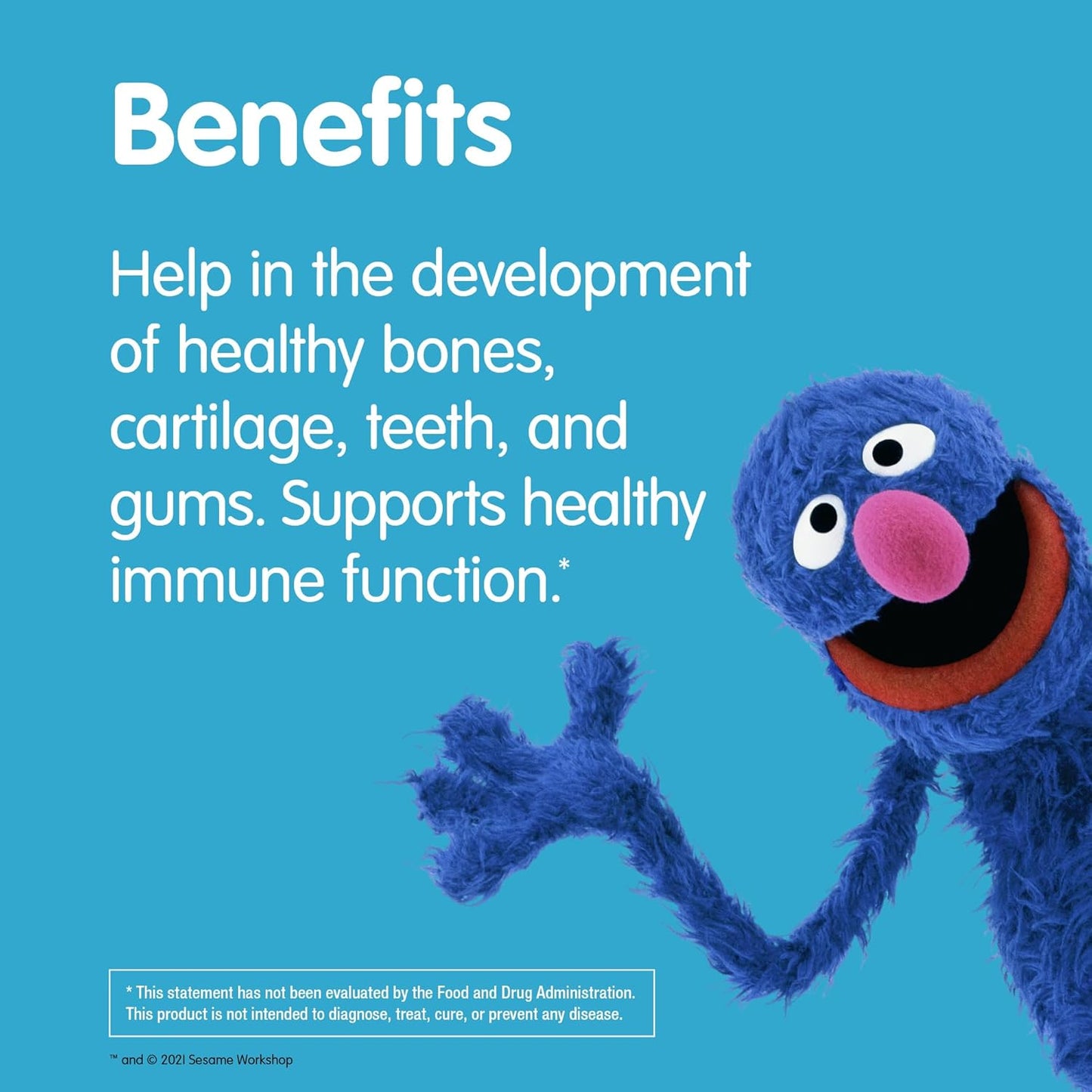 Sesame Street Vitamin C Gummies for Kids - 180 Gummies, 125mg each, 6 Month Supply, Immune Boost