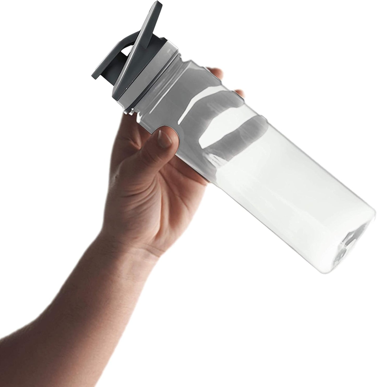 Set of 10 Sports Water Bottles 22 oz - Bulk Pack Promo Deal - Leakproof, Reusable, Clear with Lids