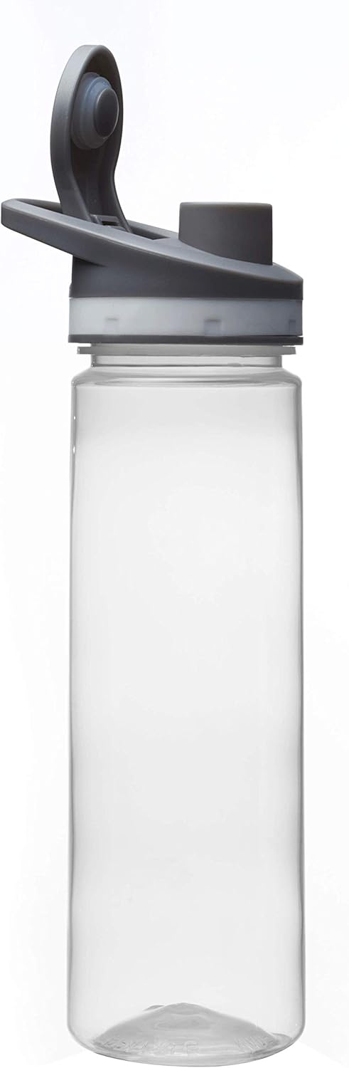 Set of 10 Sports Water Bottles 22 oz - Bulk Pack Promo Deal - Leakproof, Reusable, Clear with Lids