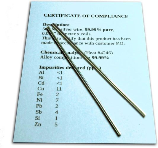 Set of (2) 4" 12-Gauge Colloidal Silver Generator Electrode Rods - 99.99% Pure Wire with Certificate of Compliance