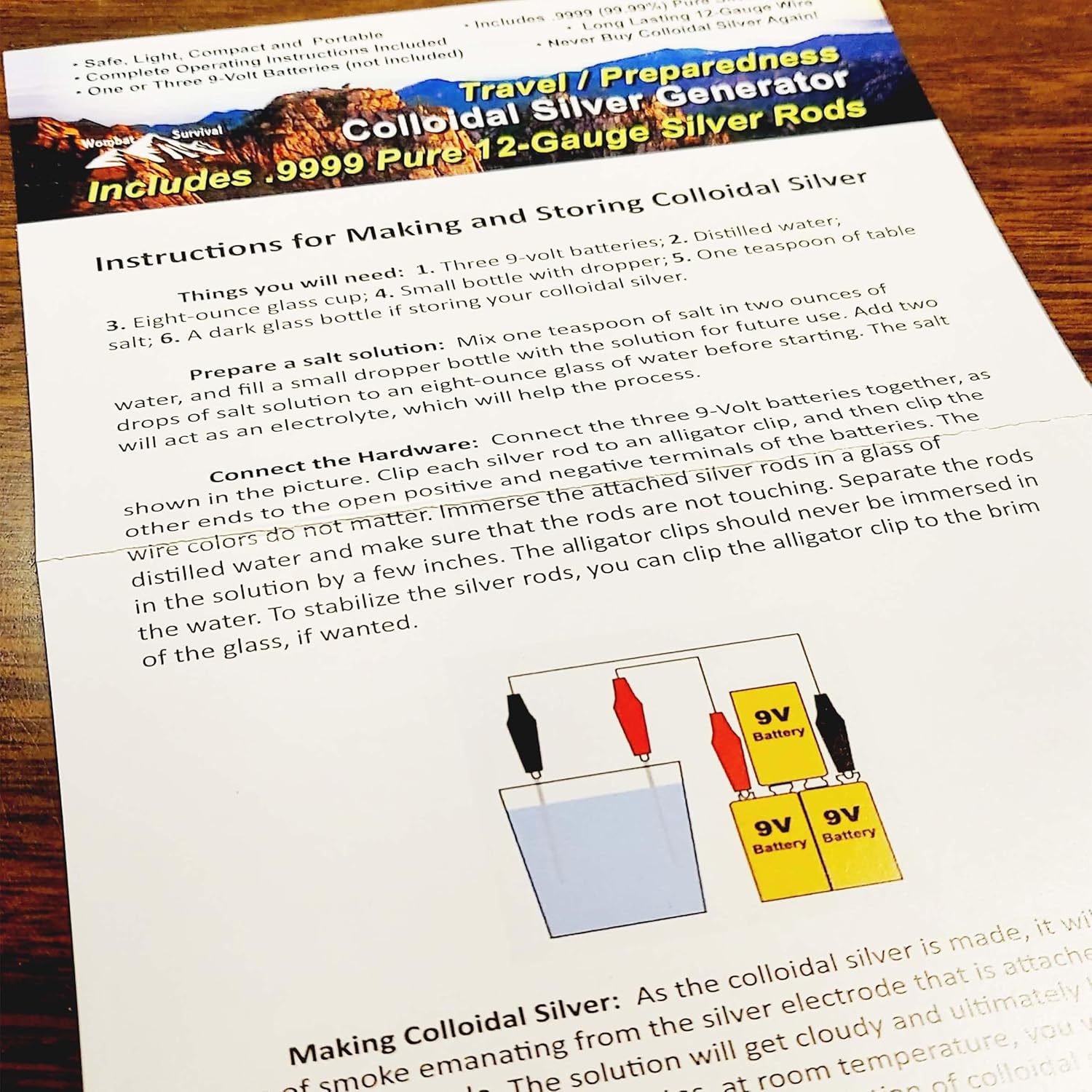 Set of (2) 4-Inch 99.99% Pure 12-Gauge Colloidal Silver Rods with Mini Generator