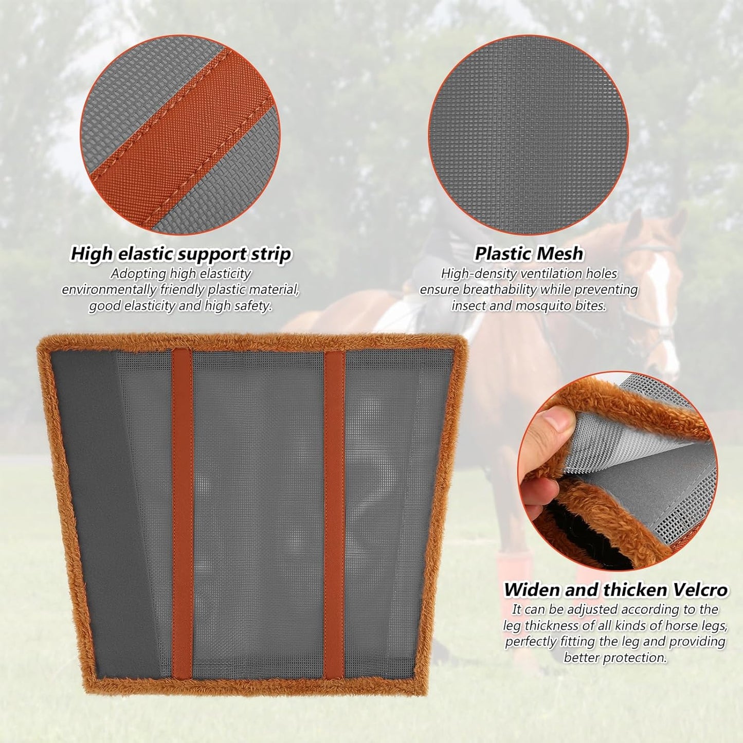 Set of 4 Horse Fly Boots for Comfortable Protection - Equine Fly Leg Wraps & Shoo Fly Leggings for Horses