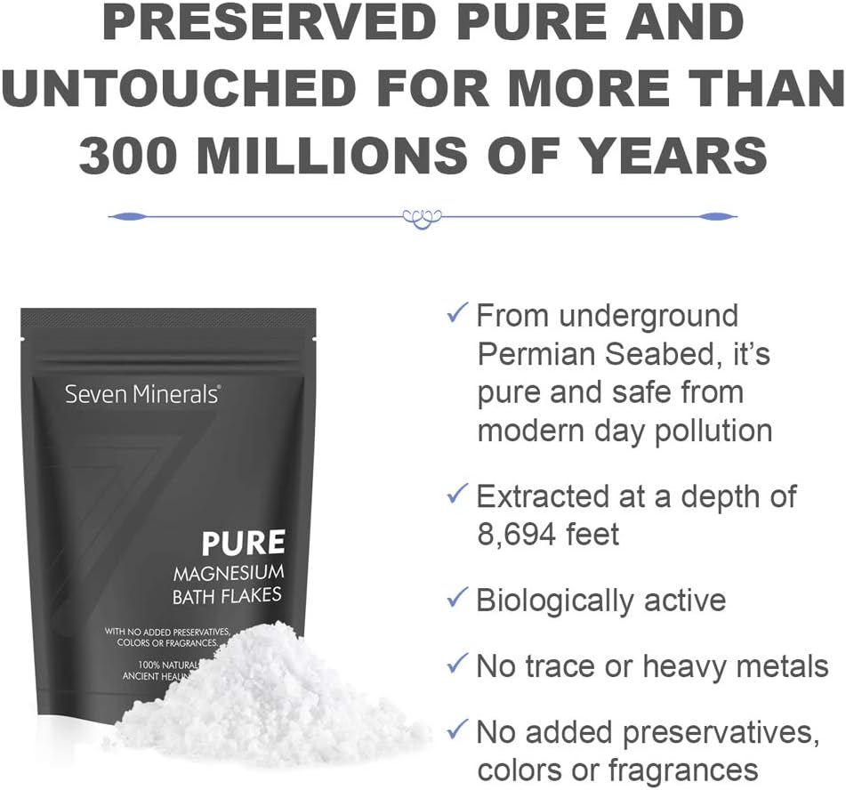 Seven Minerals Pure Magnesium Oil and Bath Flakes for Relaxation and Wellness