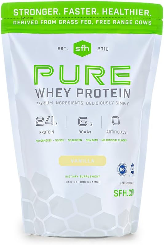 SFH Vanilla Whey Protein Powder - 31.6 OZ - Stronger Faster Healthier Formula