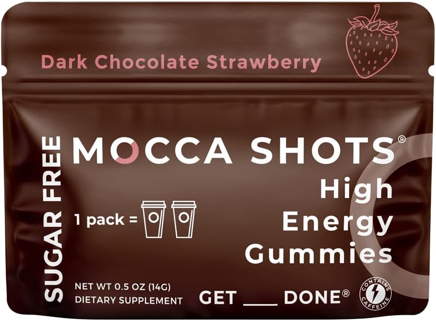 SGC Seattle Gummy Company Strawberry Energy Chews 6-Pack - Sugar-Free, Vegan, Gluten-Free, Nootropic Gummies with 200mg Caffeine