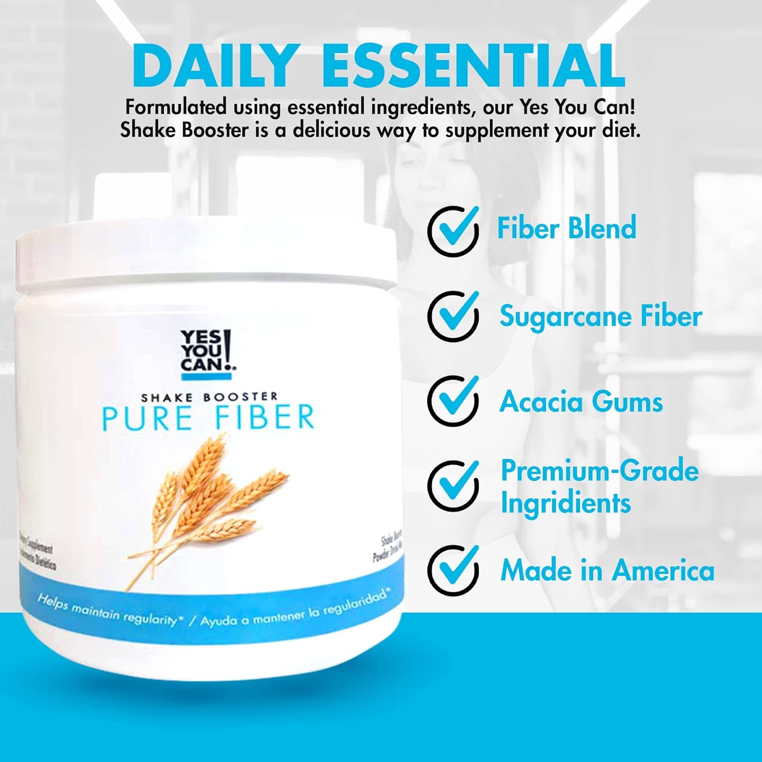 Shake Booster Pure Fiber - Enhance Meal Replacement and Protein Shakes with Sugarcane Fiber and Acacia Gums (30 Servings)