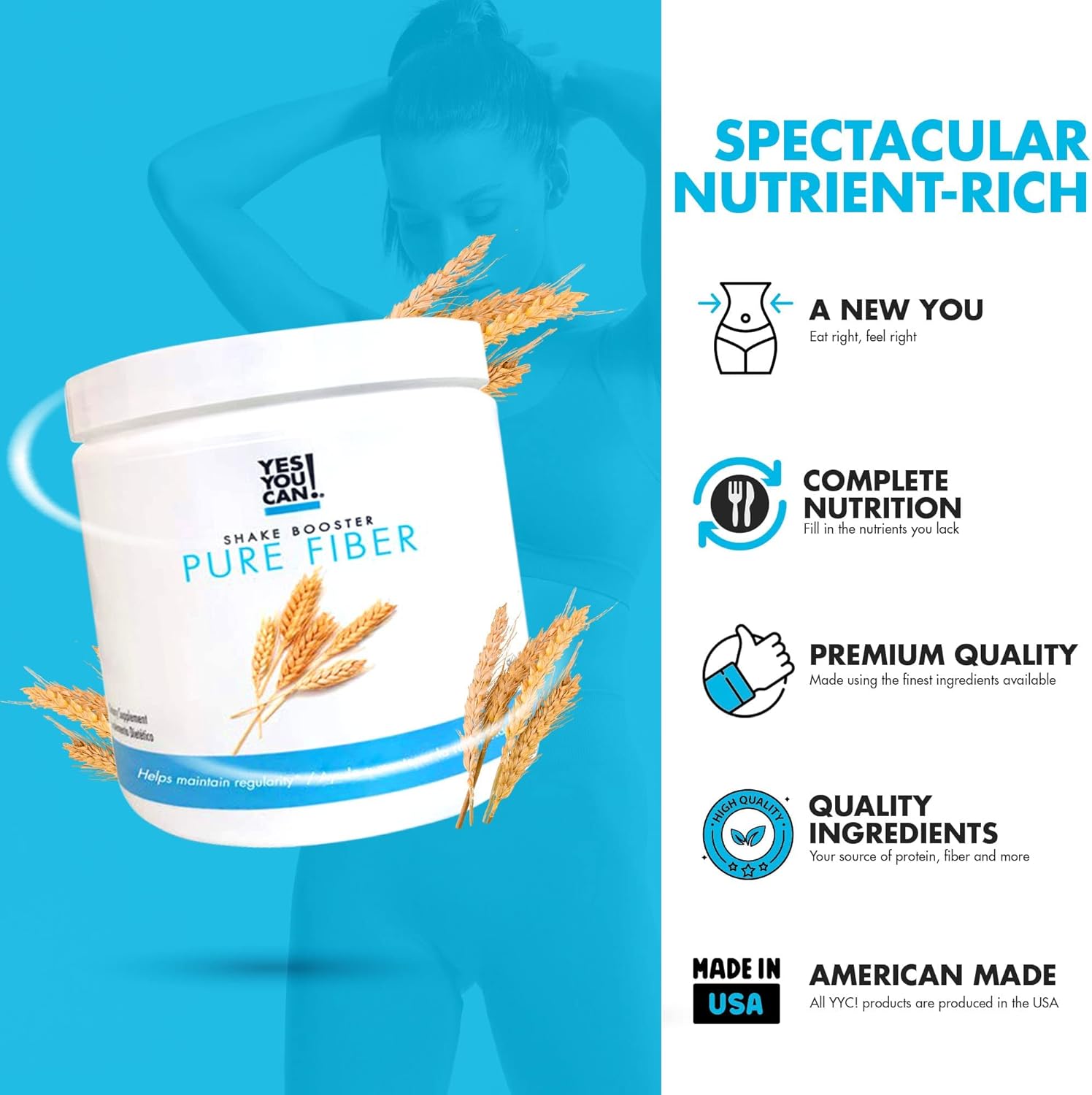 Shake Booster Pure Fiber - Enhance Meal Replacement and Protein Shakes with Sugarcane Fiber and Acacia Gums (30 Servings)