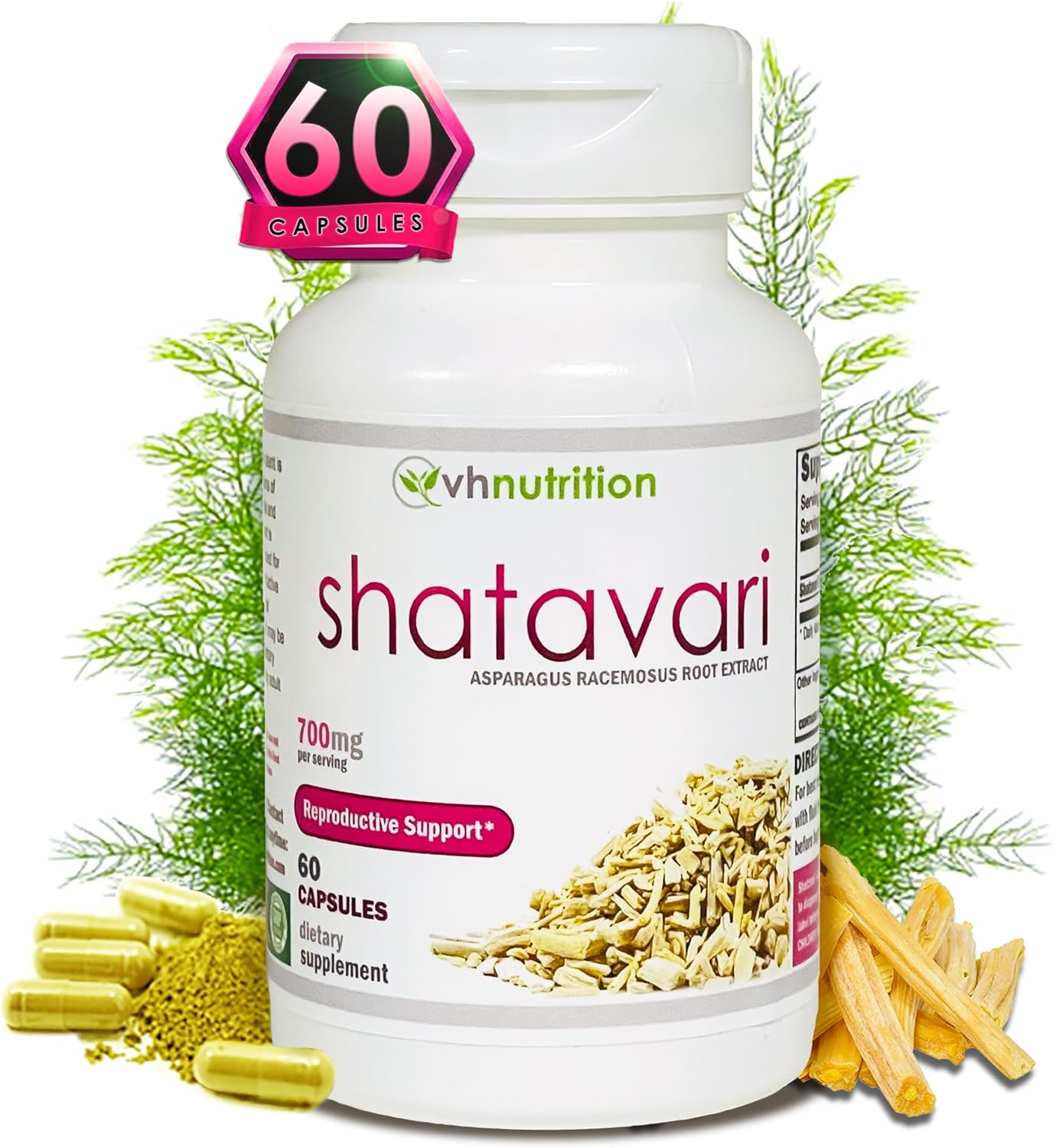 SHATAVARI 700mg Extract Capsules - Female Vitality & Hormonal Balance - Natural Estrogen Support for Well-Being - VH Nutrition