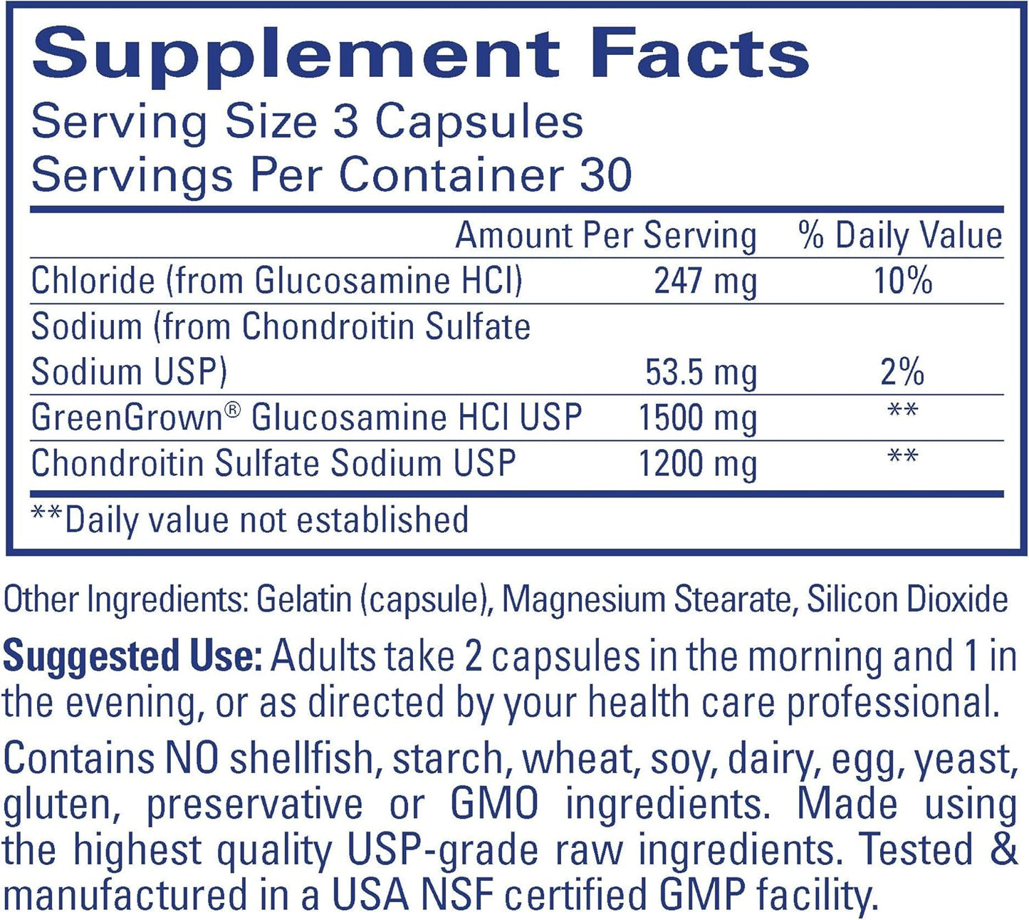 Shellfish-Free Glucosamine Chondroitin Capsules for Healthy Joints & Cartilage - 90ct, 500/400mg
