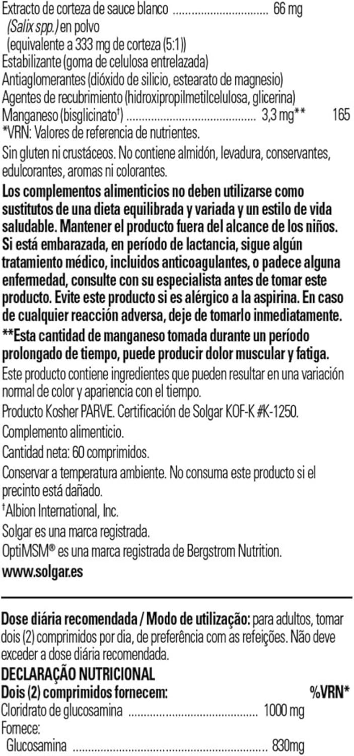 Shellfish-Free Glucosamine Chondroitin MSM Tablets for Healthy Joints and Comfortable Movement - 60 Tablets