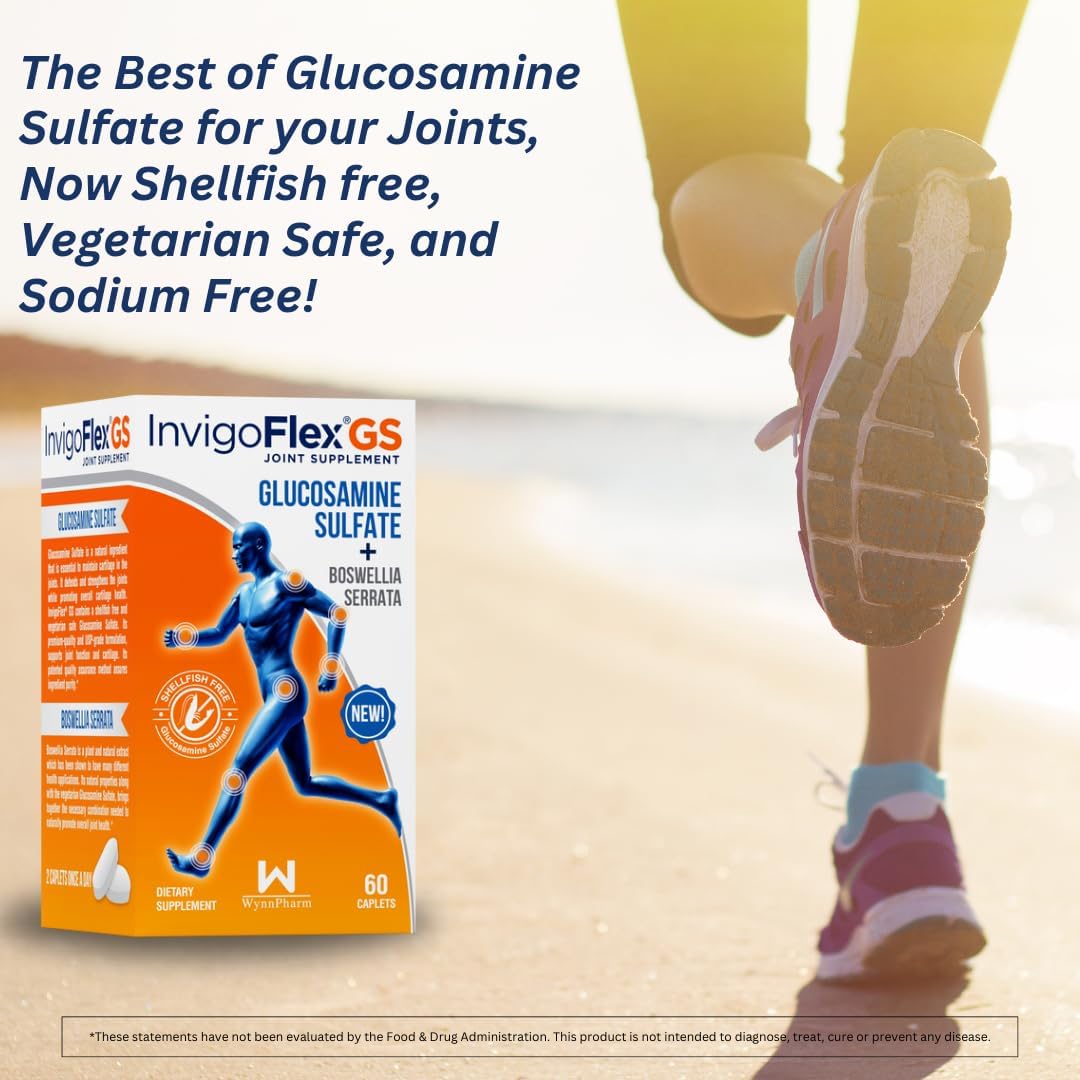 Shellfish Free INVIGOFLEX Glucosamine Sulfate with Boswellia Serrata - Vegetarian Safe Joint Supplement - 3 Pack