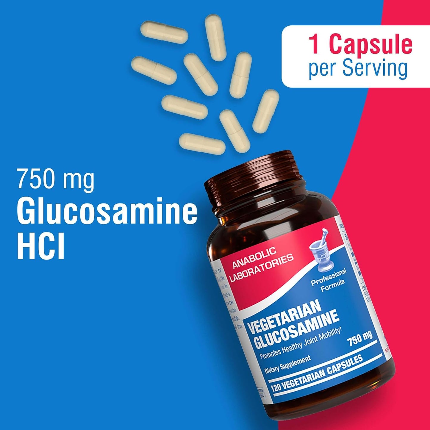 Shellfish-Free Vegetarian Glucosamine HCI Capsules - 120 Capsules for Joint Support - Nutritional Supplement for Women and Men by Anabolic Laboratories