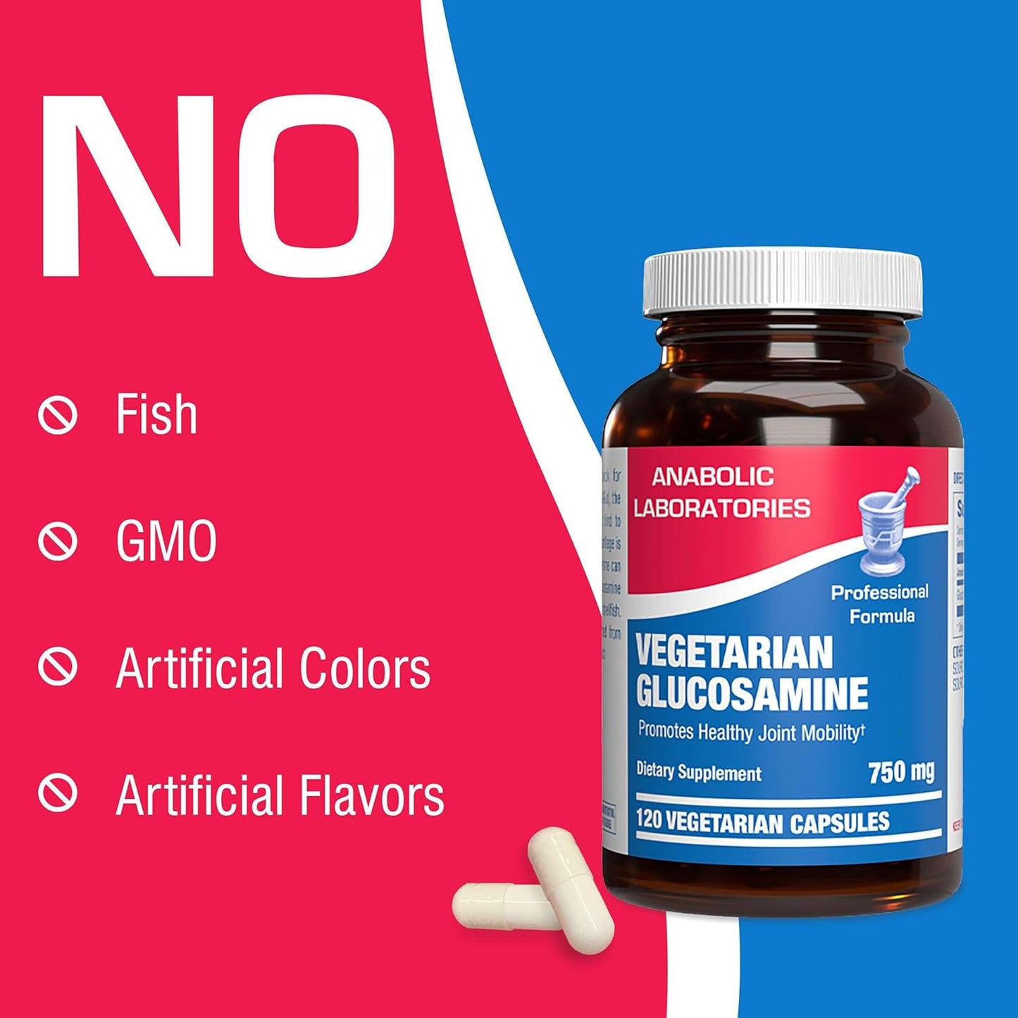 Shellfish-Free Vegetarian Glucosamine HCI Capsules - 120 Capsules for Joint Support - Nutritional Supplement for Women and Men by Anabolic Laboratories
