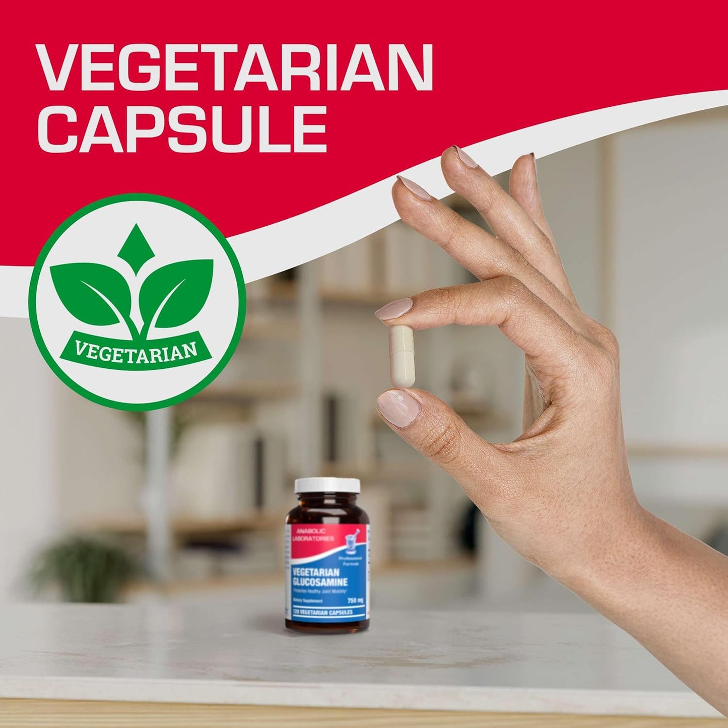 Shellfish-Free Vegetarian Glucosamine HCI Capsules - 120 Capsules for Joint Support - Nutritional Supplement for Women and Men by Anabolic Laboratories
