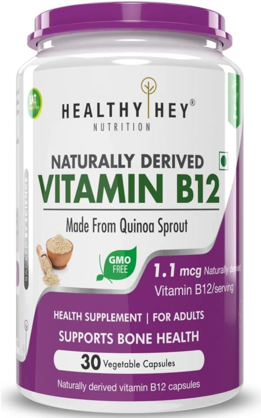 Sheltr Vitamin B12 Supplement - 100% Natural for Immune Support | Non-Synthetic, Chemical-Free | 30 Vegetarian Capsules