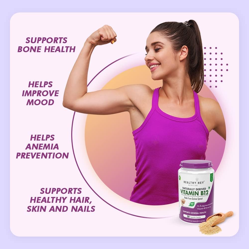 Sheltr Vitamin B12 Supplement - 100% Natural for Immune Support | Non-Synthetic, Chemical-Free | 30 Vegetarian Capsules