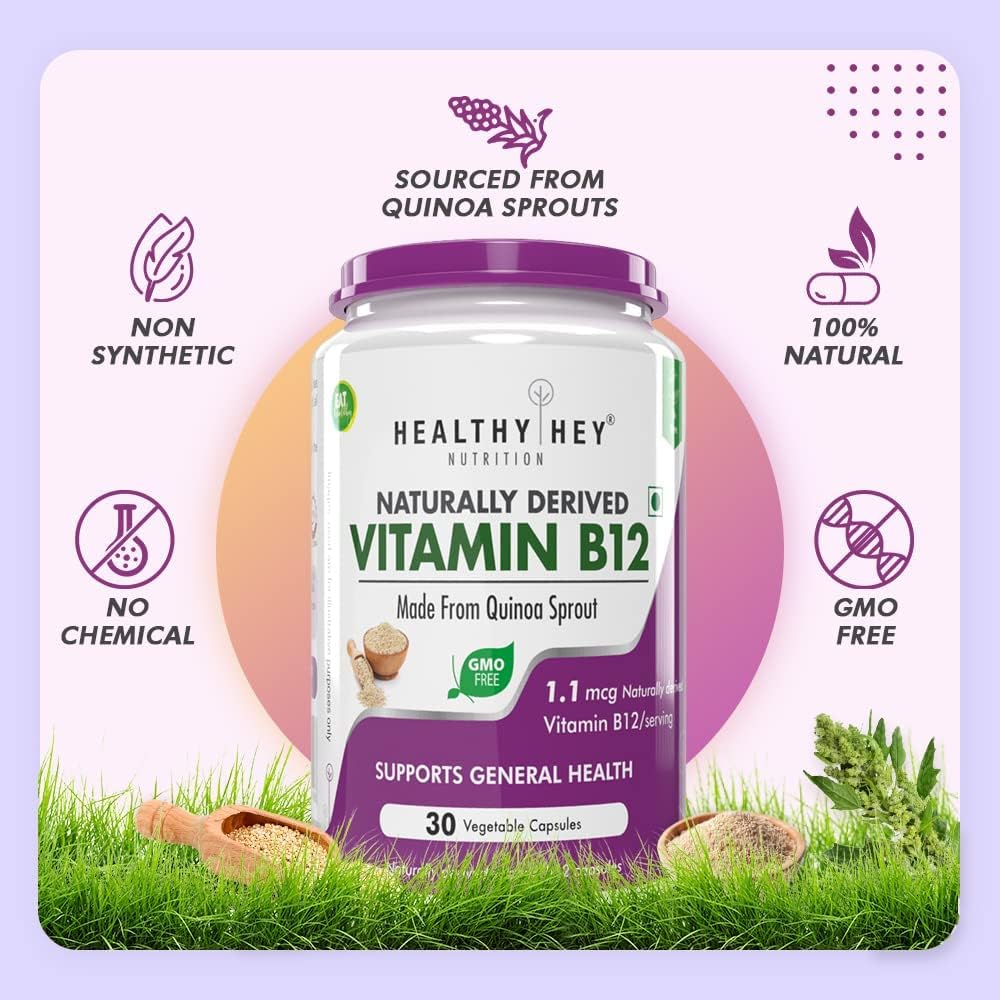 Sheltr Vitamin B12 Supplement - 100% Natural for Immune Support | Non-Synthetic, Chemical-Free | 30 Vegetarian Capsules