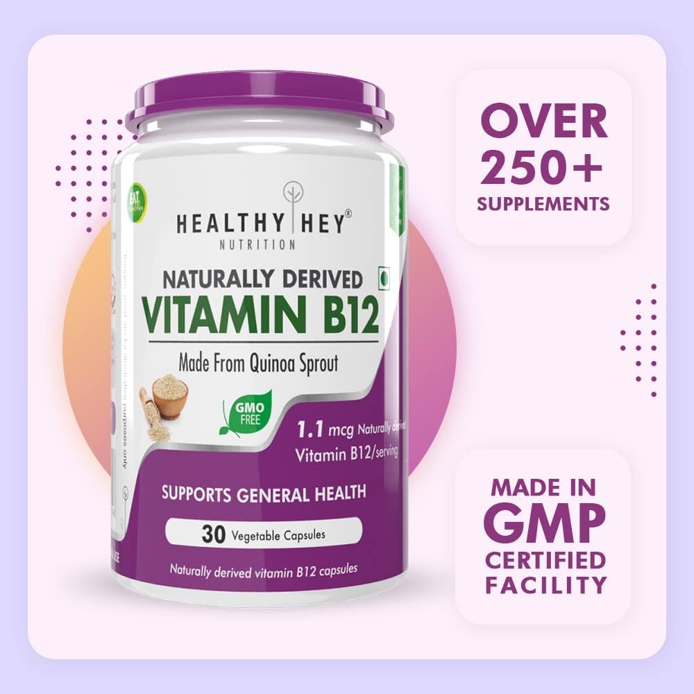 Sheltr Vitamin B12 Supplement - 100% Natural for Immune Support | Non-Synthetic, Chemical-Free | 30 Vegetarian Capsules