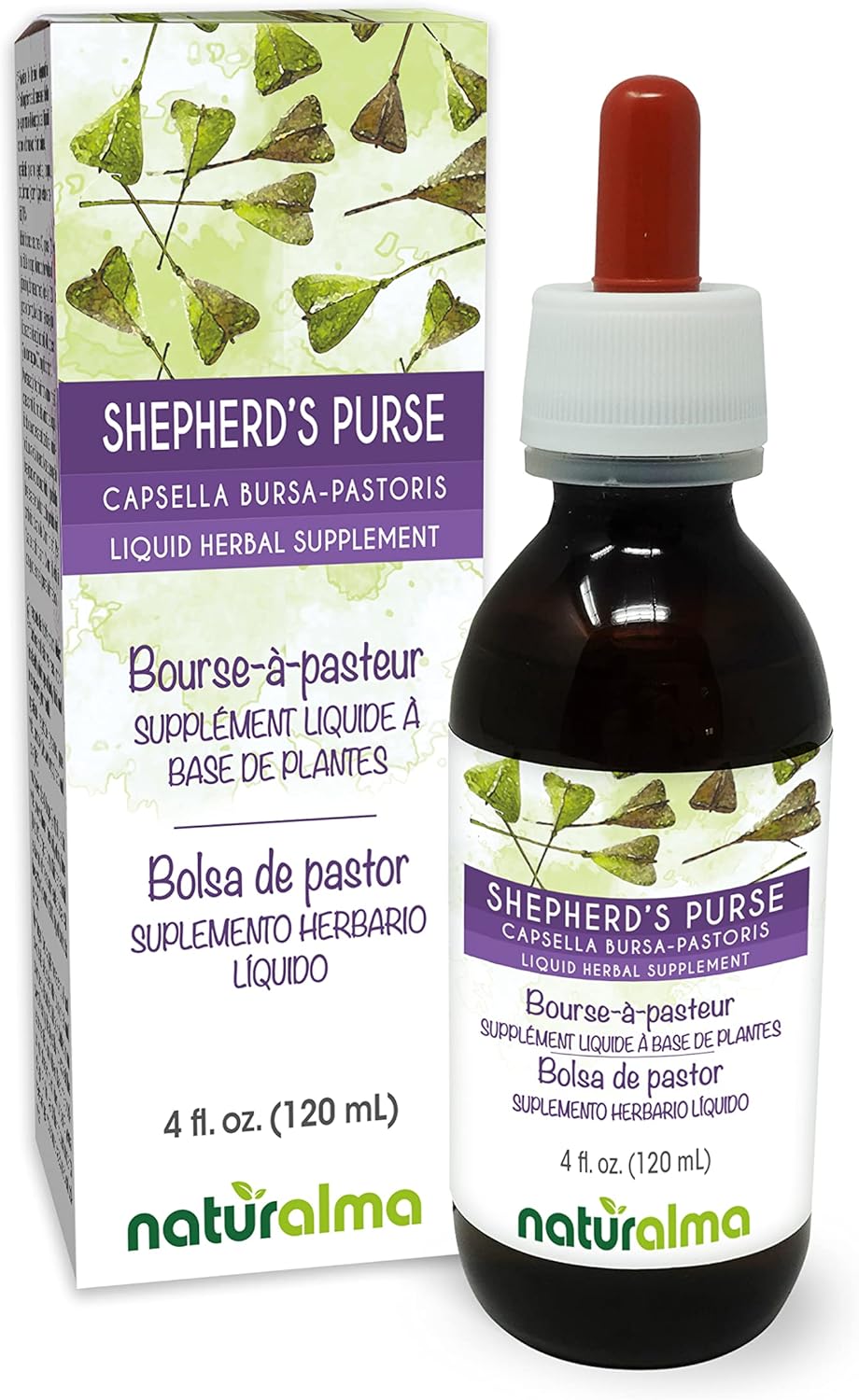 Shepherd's Purse Herb Alcohol-Free Tincture - 4 fl oz Liquid Extract Drops - Herbal Supplement - Vegan Formula