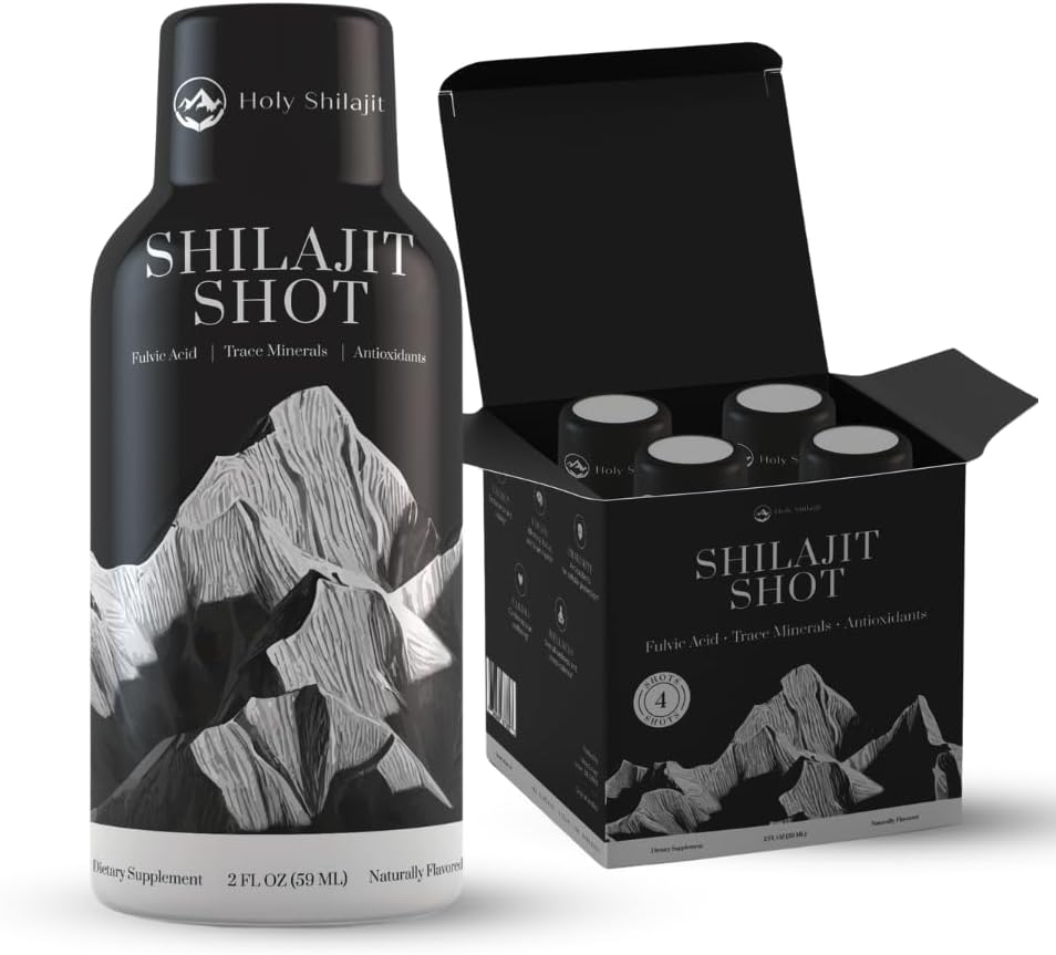 Shilajit Energy Shots: 400mg Pure Shilajit & 3,000mg Fulvic Minerals for Focus & Immune Support - Men & Women - Drinkable & Effective