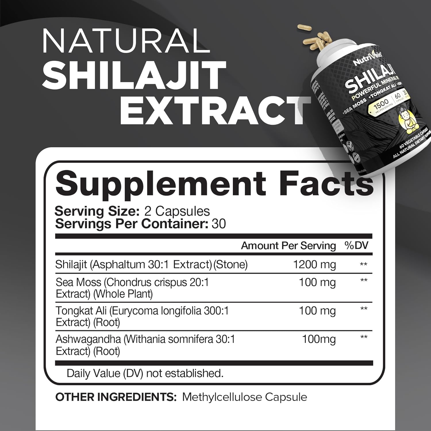 Shilajit & Fadogia Agrestis Supplement Bundle for Performance, Endurance, & Vitality - Nutrivein Premium Capsules for Women and Men